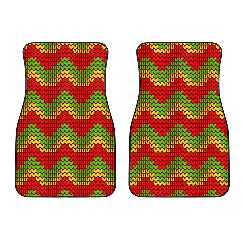 Knitted Reggae Pattern Print Front Car Floor Mats