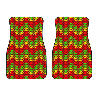 Knitted Reggae Pattern Print Front Car Floor Mats