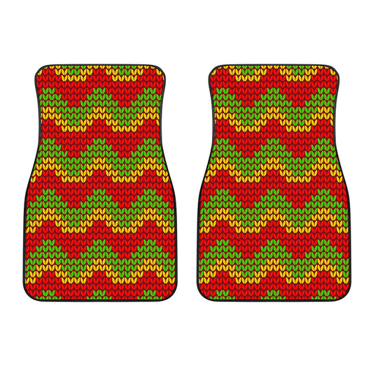 Knitted Reggae Pattern Print Front Car Floor Mats