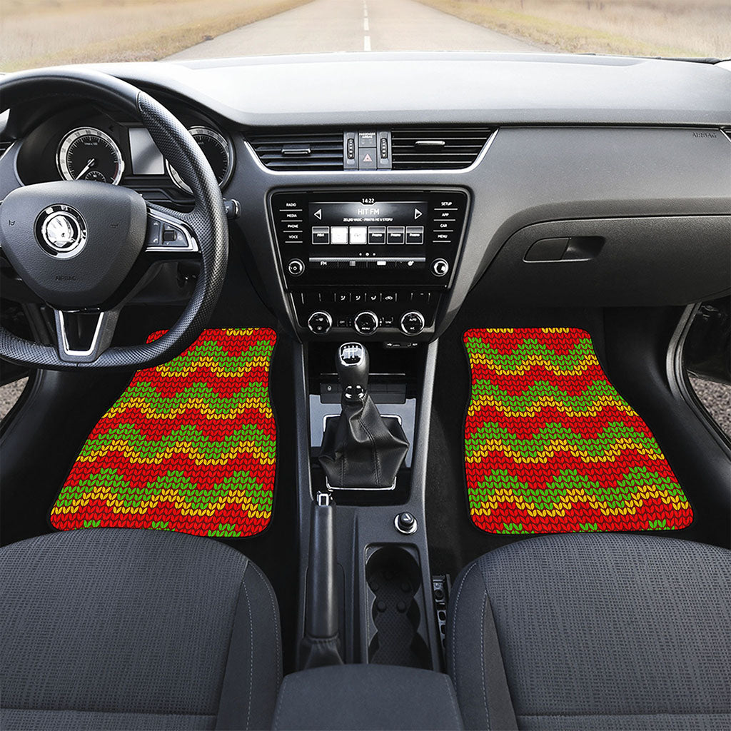Knitted Reggae Pattern Print Front Car Floor Mats