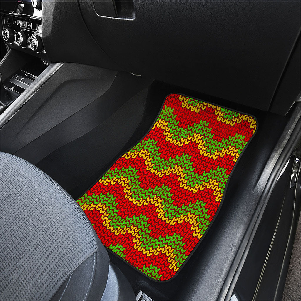 Knitted Reggae Pattern Print Front Car Floor Mats