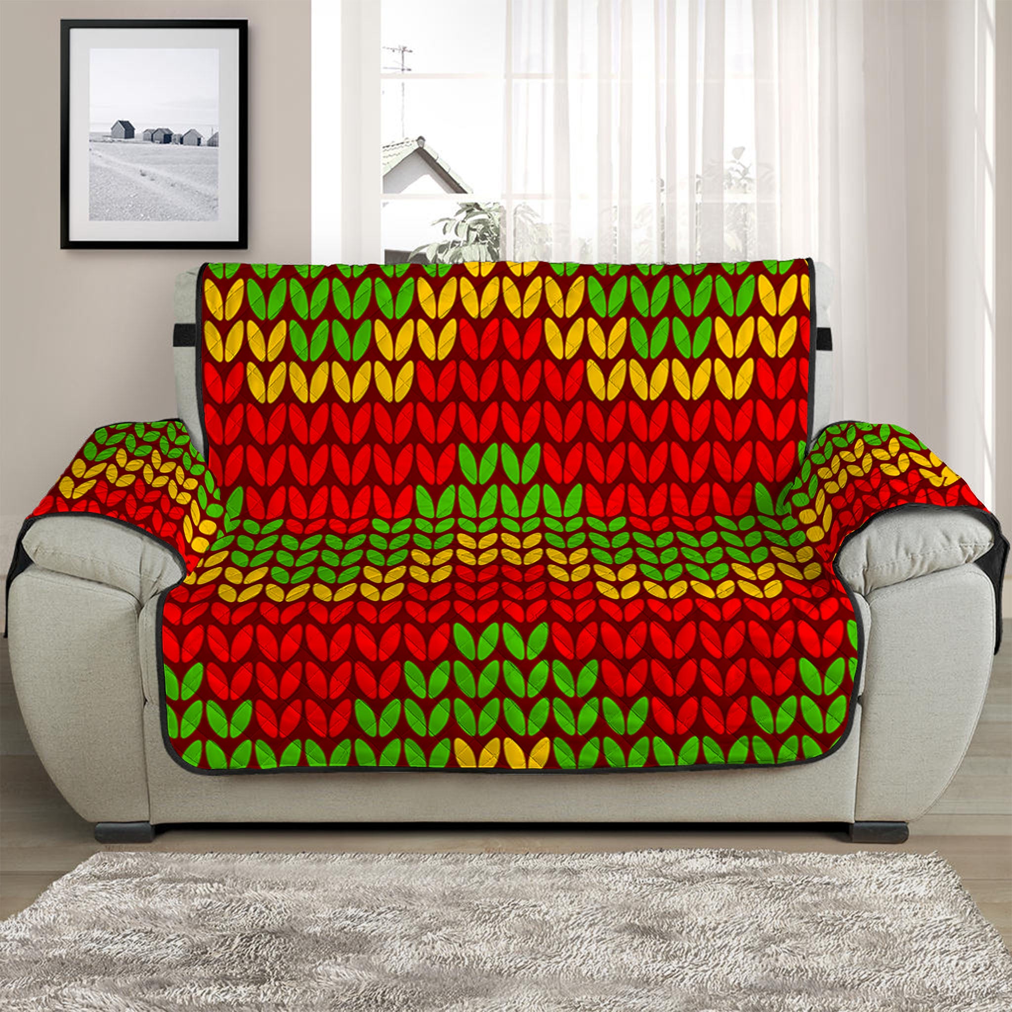 Knitted Reggae Pattern Print Half Sofa Protector