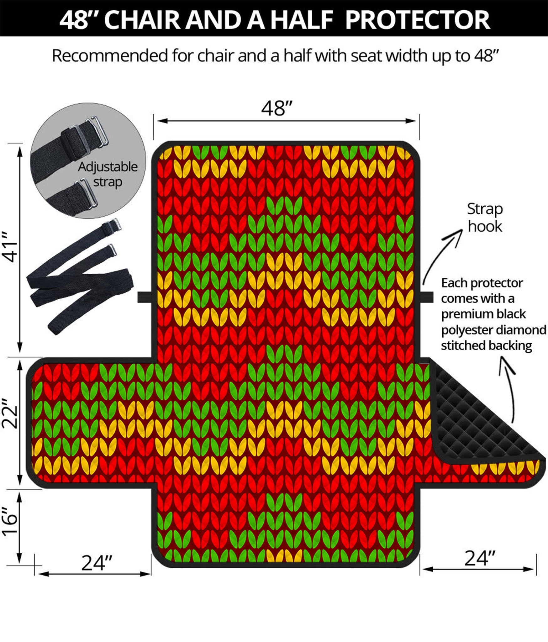 Knitted Reggae Pattern Print Half Sofa Protector