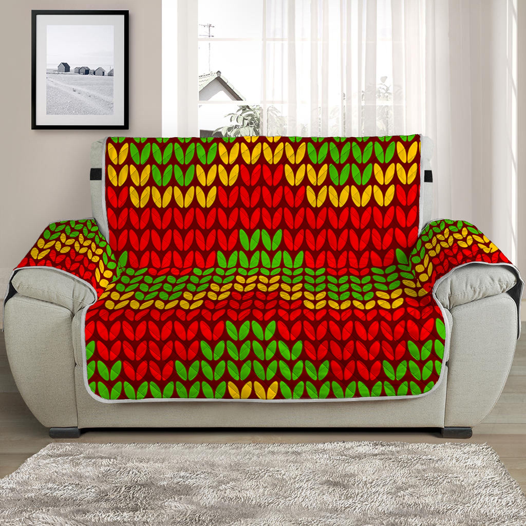 Knitted Reggae Pattern Print Half Sofa Protector