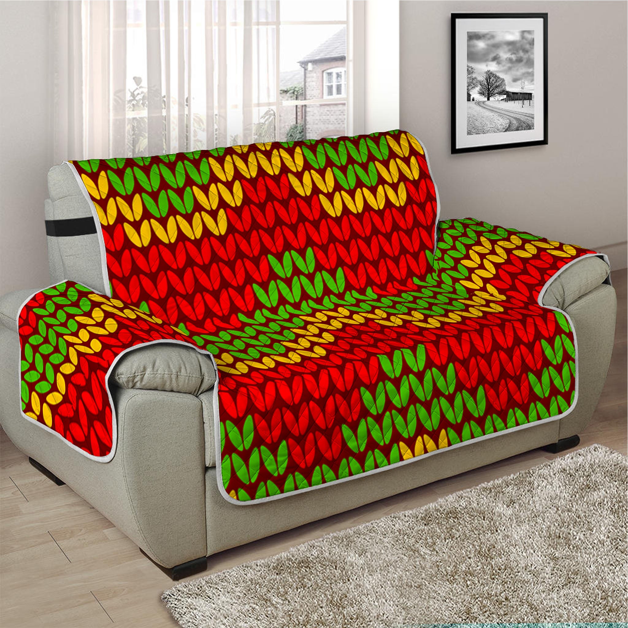 Knitted Reggae Pattern Print Half Sofa Protector