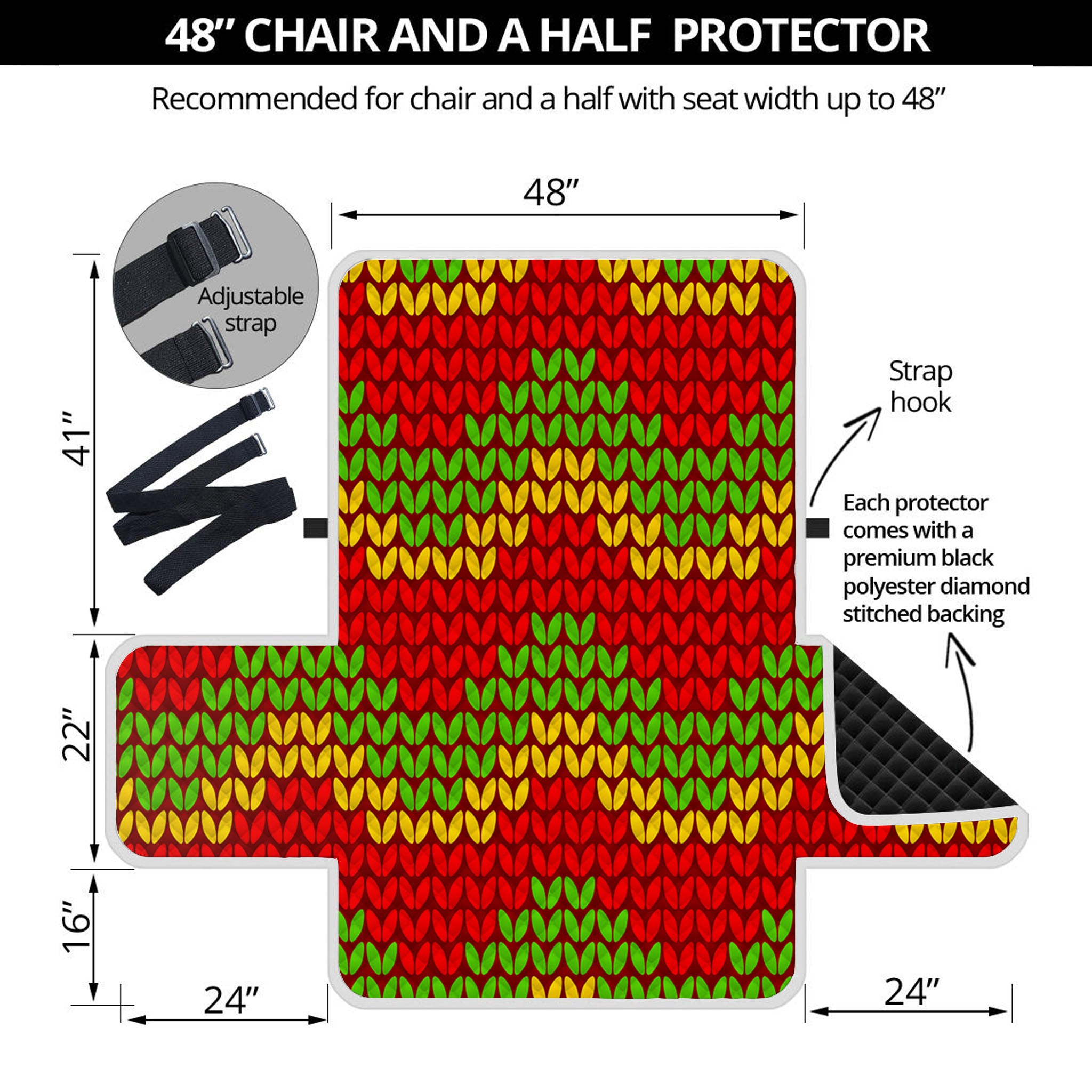 Knitted Reggae Pattern Print Half Sofa Protector