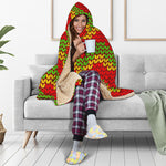 Knitted Reggae Pattern Print Hooded Blanket