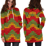 Knitted Reggae Pattern Print Hoodie Dress GearFrost