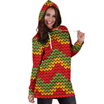 Knitted Reggae Pattern Print Hoodie Dress GearFrost