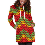 Knitted Reggae Pattern Print Hoodie Dress GearFrost