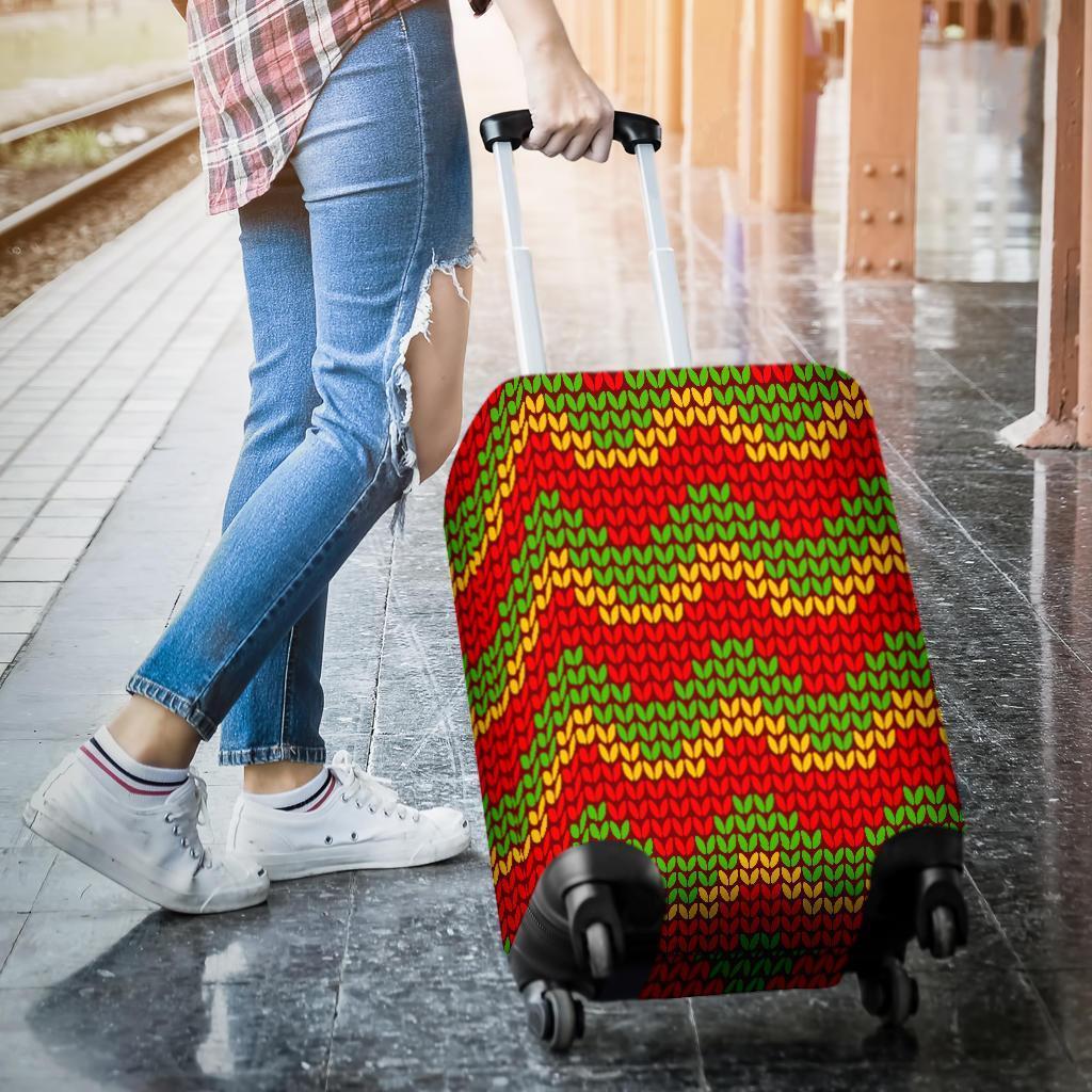 Knitted Reggae Pattern Print Luggage Cover GearFrost