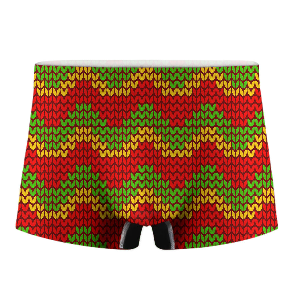 Knitted Reggae Pattern Print Men's Boxer Briefs