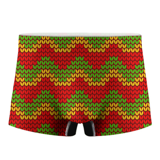 Knitted Reggae Pattern Print Men's Boxer Briefs