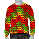 Knitted Reggae Pattern Print Men's Crewneck Sweatshirt GearFrost