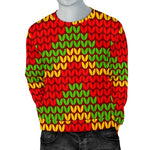 Knitted Reggae Pattern Print Men's Crewneck Sweatshirt GearFrost