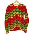 Knitted Reggae Pattern Print Men's Crewneck Sweatshirt
