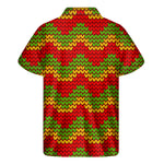 Knitted Reggae Pattern Print Men's Short Sleeve Shirt