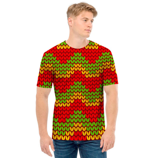 Knitted Reggae Pattern Print Men's T-Shirt