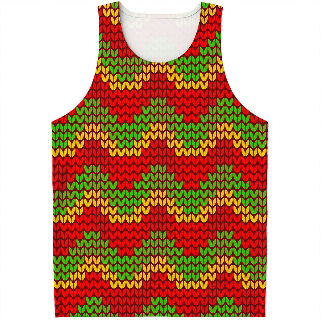 Knitted Reggae Pattern Print Men's Tank Top