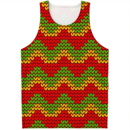 Knitted Reggae Pattern Print Men's Tank Top