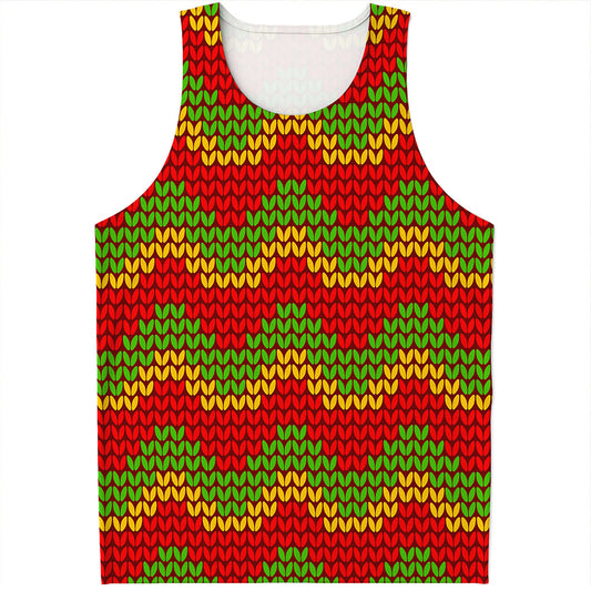 Knitted Reggae Pattern Print Men's Tank Top