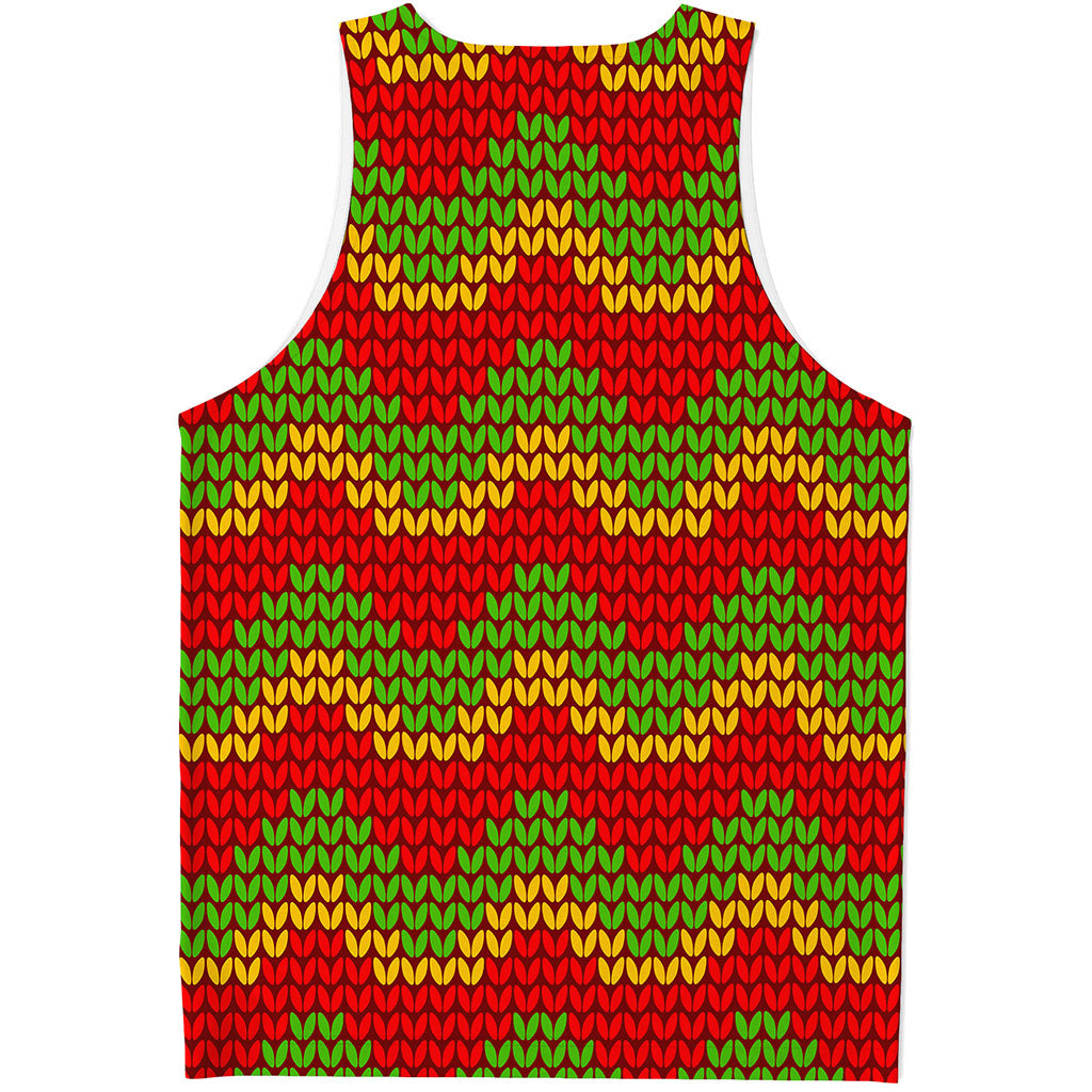 Knitted Reggae Pattern Print Men's Tank Top