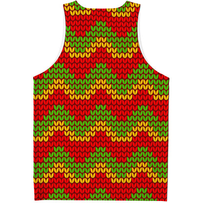 Knitted Reggae Pattern Print Men's Tank Top