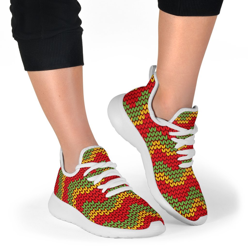 Knitted Reggae Pattern Print Mesh Knit Shoes GearFrost