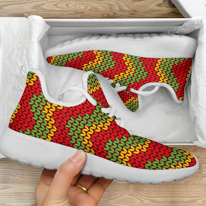 Knitted Reggae Pattern Print Mesh Knit Shoes GearFrost