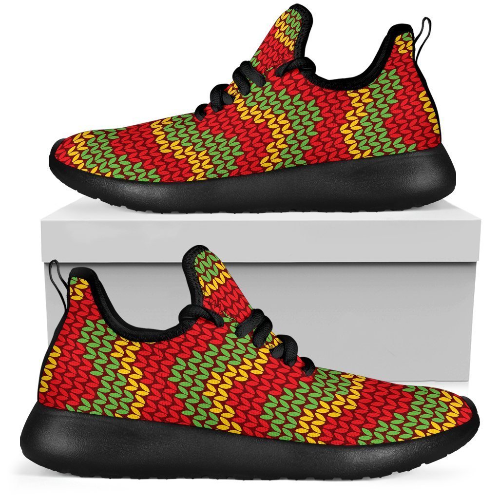 Knitted Reggae Pattern Print Mesh Knit Shoes GearFrost