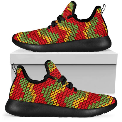 Knitted Reggae Pattern Print Mesh Knit Shoes GearFrost