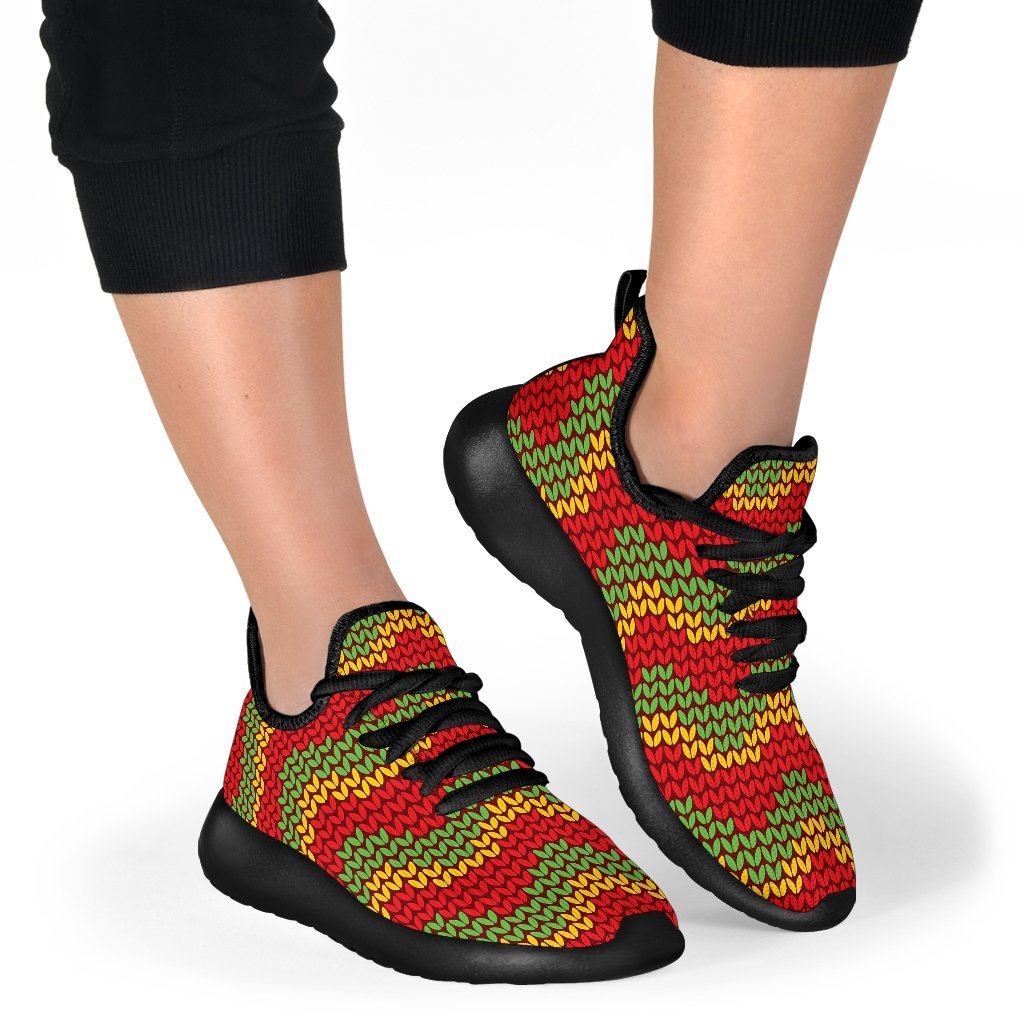 Knitted Reggae Pattern Print Mesh Knit Shoes GearFrost