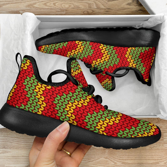Knitted Reggae Pattern Print Mesh Knit Shoes GearFrost
