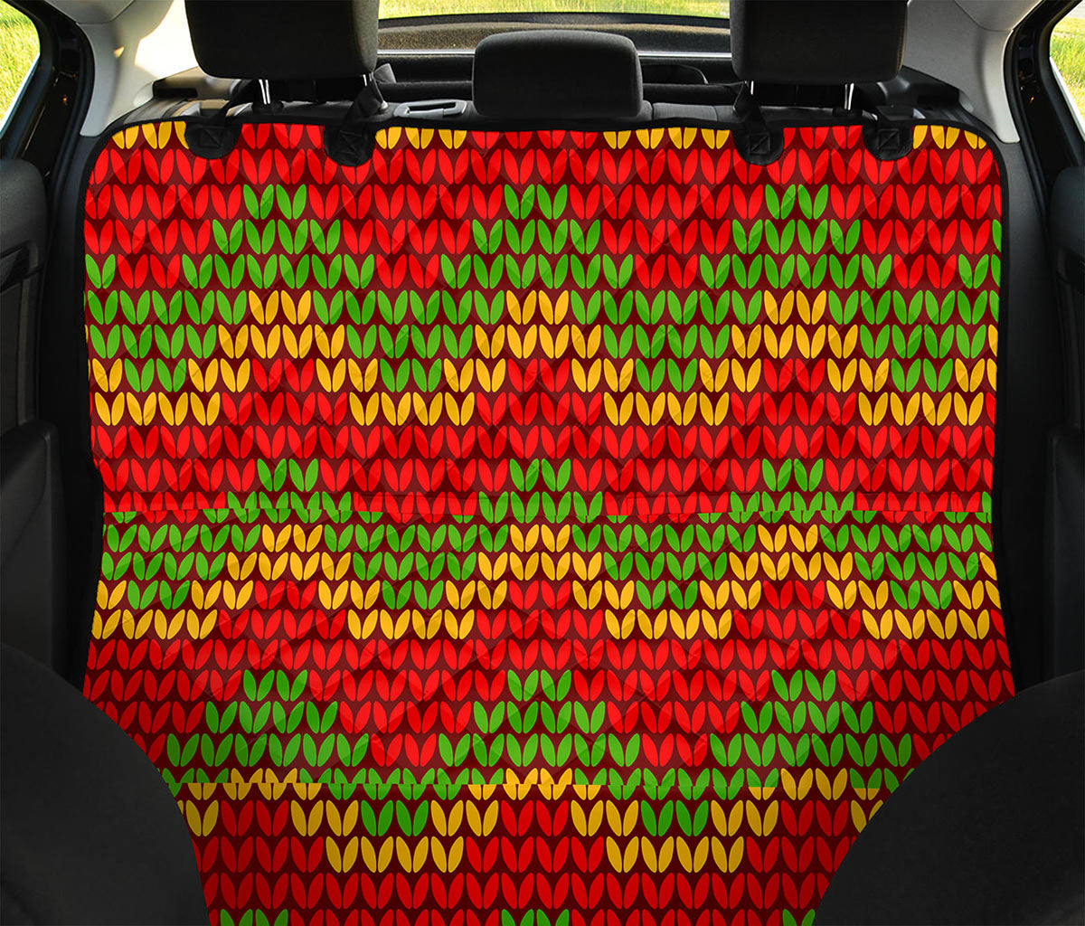 Knitted Reggae Pattern Print Pet Car Back Seat Cover