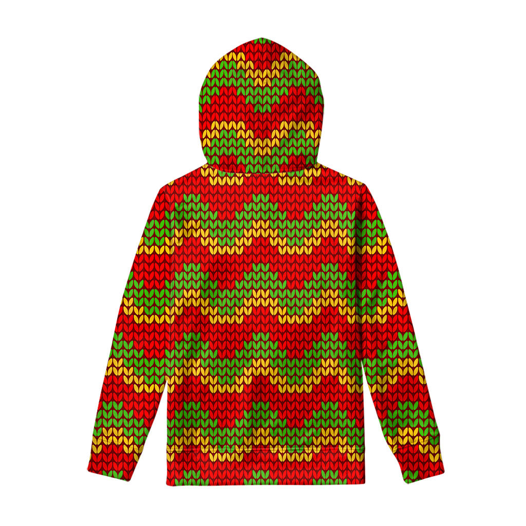 Knitted Reggae Pattern Print Pullover Hoodie