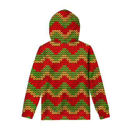 Knitted Reggae Pattern Print Pullover Hoodie