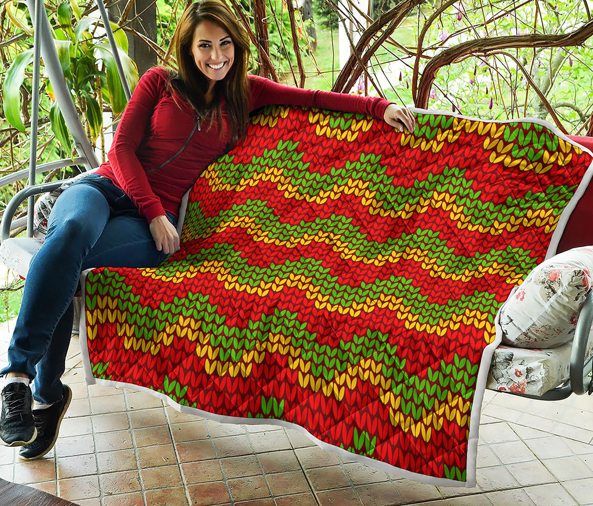 Knitted Reggae Pattern Print Quilt