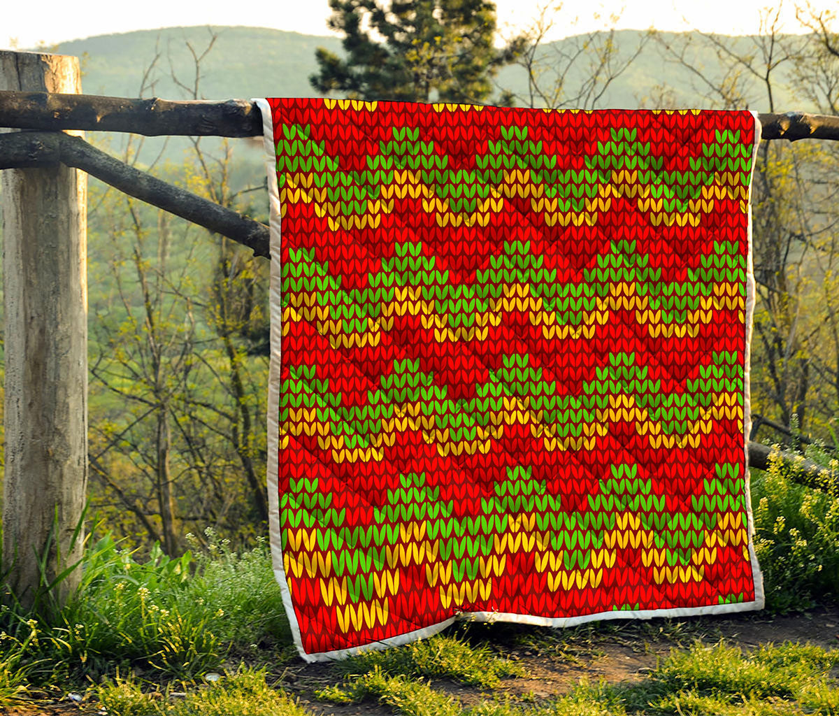 Knitted Reggae Pattern Print Quilt