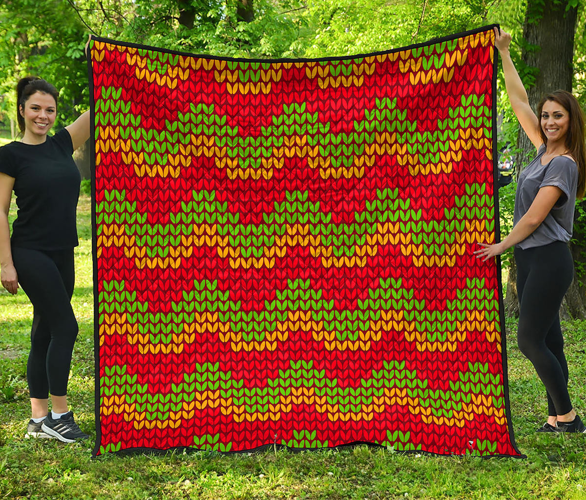 Knitted Reggae Pattern Print Quilt