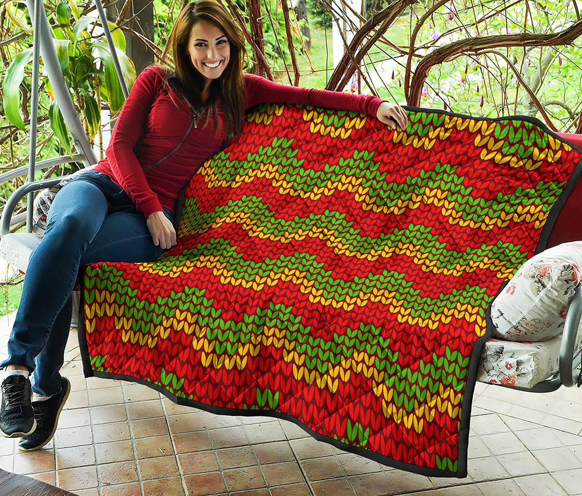 Knitted Reggae Pattern Print Quilt