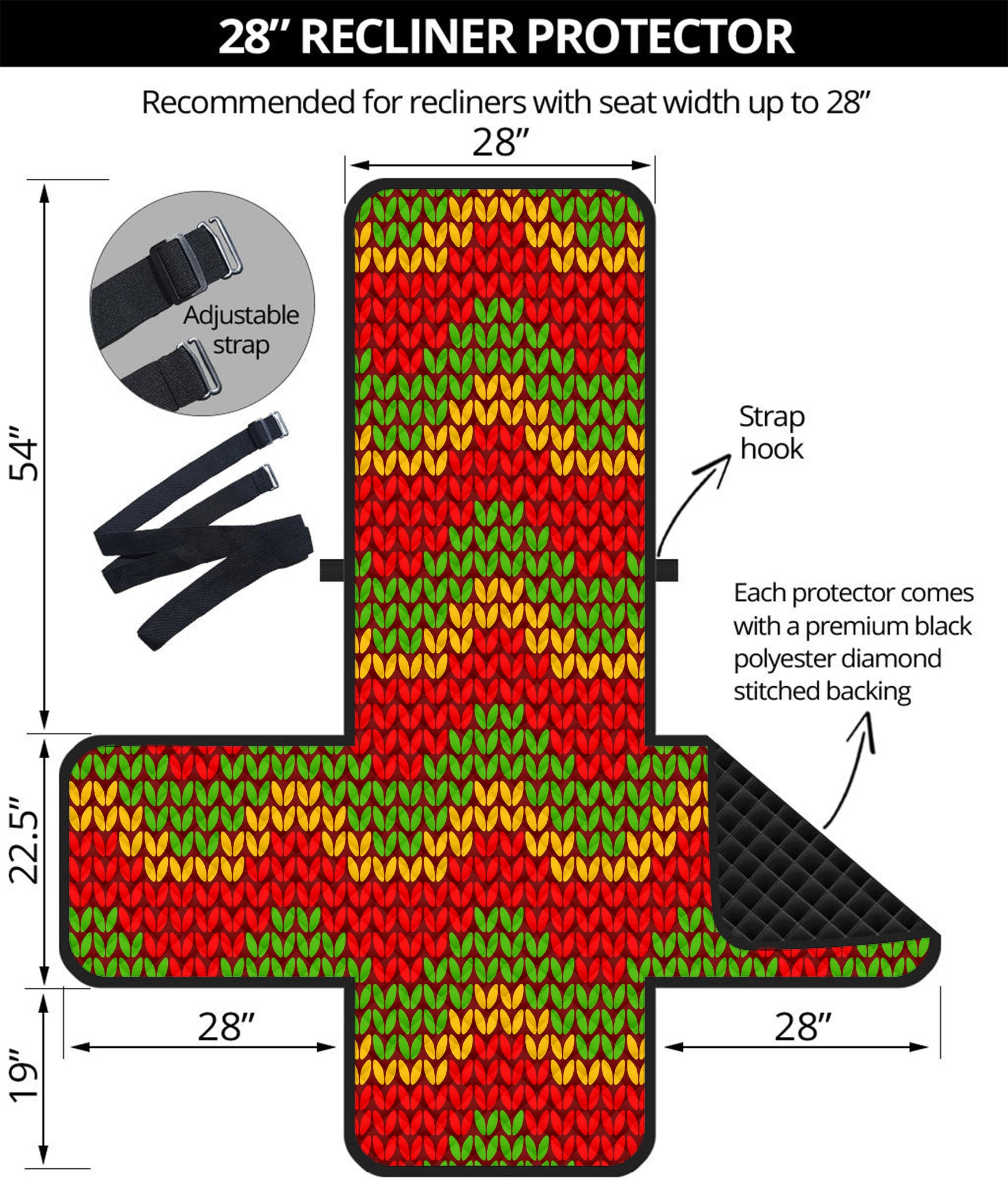 Knitted Reggae Pattern Print Recliner Protector