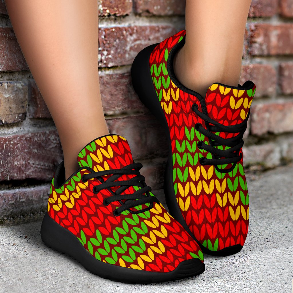 Knitted Reggae Pattern Print Sport Shoes GearFrost