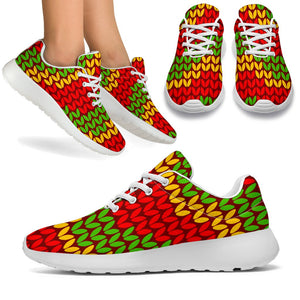 Knitted Reggae Pattern Print Sport Shoes GearFrost