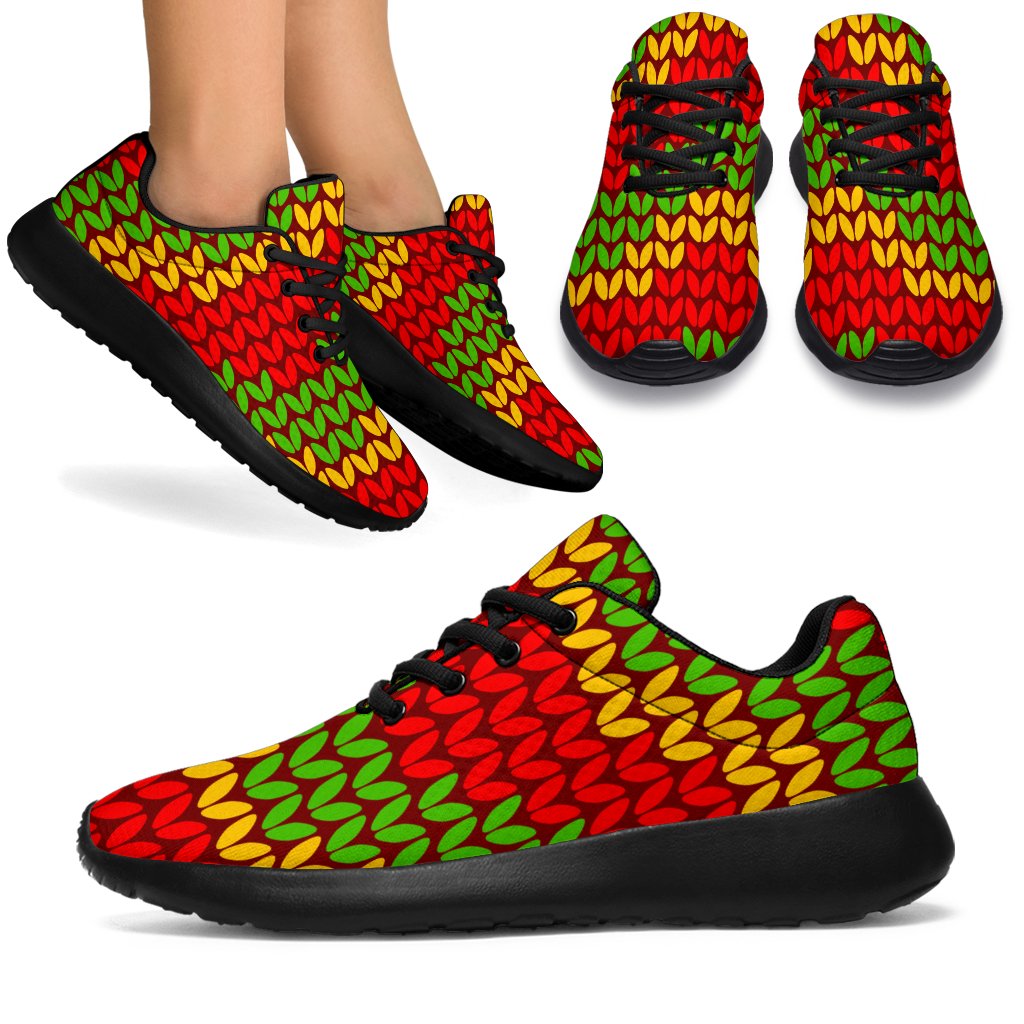 Knitted Reggae Pattern Print Sport Shoes GearFrost