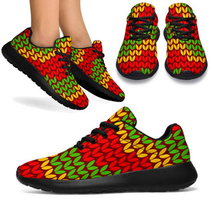 Knitted Reggae Pattern Print Sport Shoes GearFrost