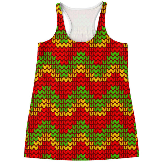 Knitted Reggae Pattern Print Women's Racerback Tank Top