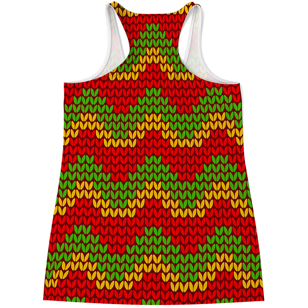 Knitted Reggae Pattern Print Women's Racerback Tank Top
