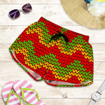 Knitted Reggae Pattern Print Women's Shorts