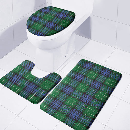 Knitted Scottish Plaid Print 3 Piece Bath Mat Set