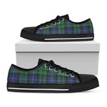 Knitted Scottish Plaid Print Black Low Top Shoes